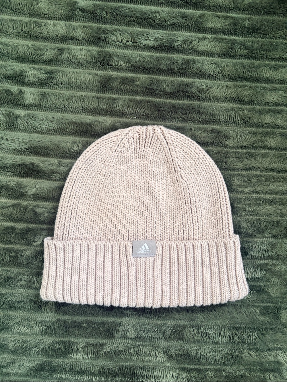 adidas Cream Ribbed Cuffed Beanie
